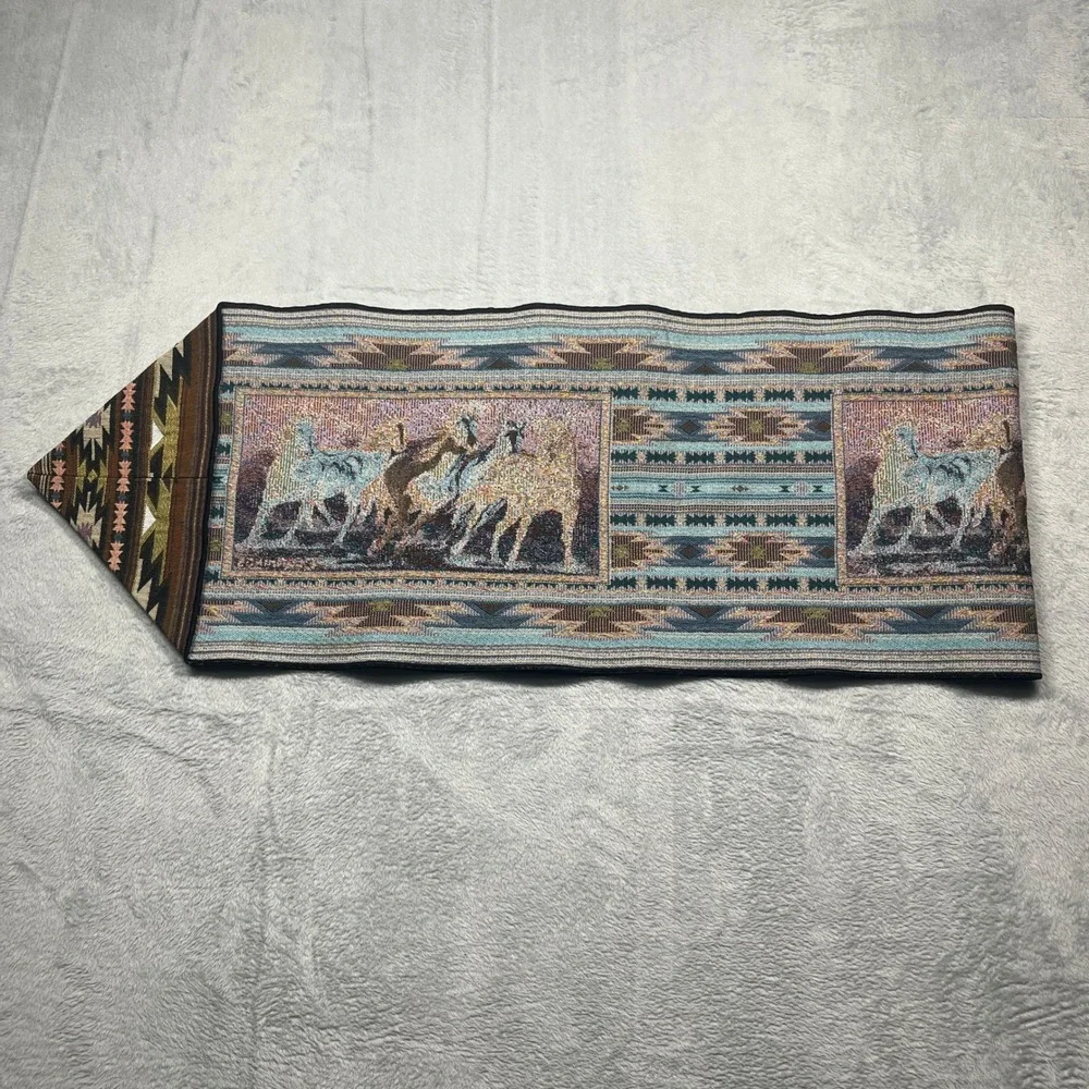 C. Cummings Table Runner Brown Southwestern Wild Horse Tapestry 68x13